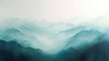 Fototapeta premium Soft foggy texture in muted greens and blues, ethereal and atmospheric