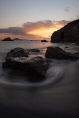 美しい夕暮れの海岸　愛知県