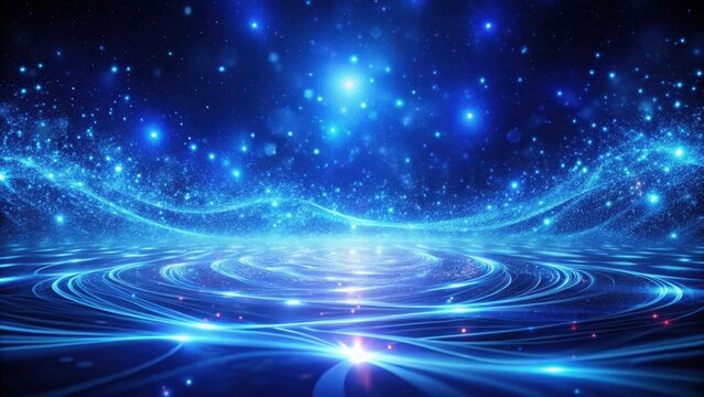 Ethereal neon glow emanates from a vast expanse of indigo blue, as swirling patterns of light dance across the surface, creating an otherworldly ambiance, radiance, indescribable