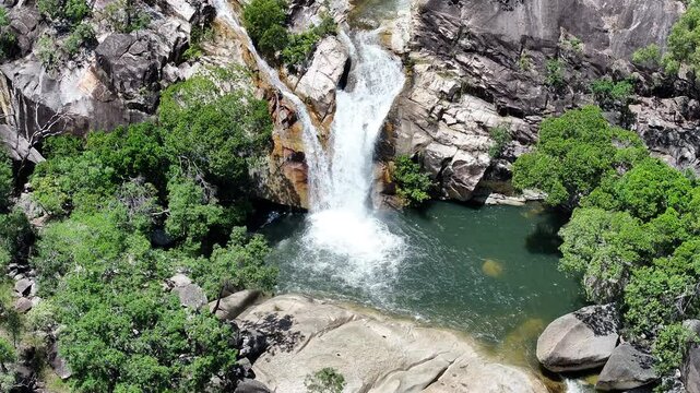 Aerial footage of Emerald Creek Falls Queensland Australia
