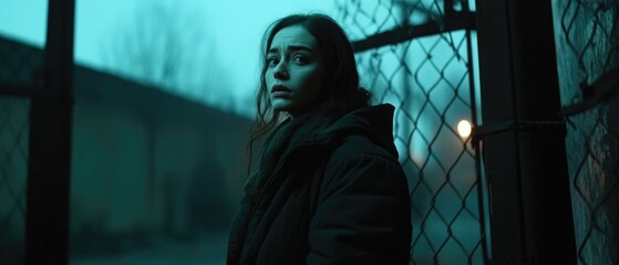 A person standing by a fence