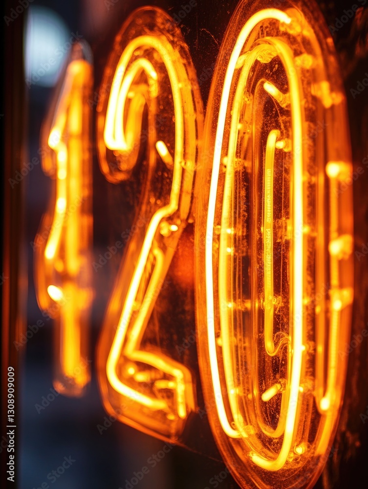 Poster a close-up view of the numbers 2020 on a bright neon sign, ideal for use in party decorations or as 