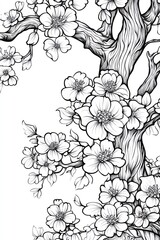 Blooming Tree Line Art Design