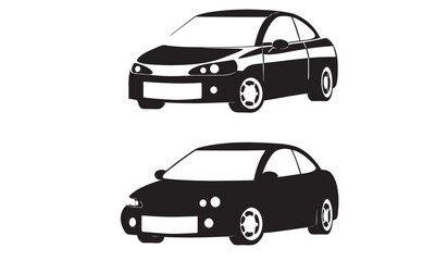 Car icon set. Automobile From Various Sides, Monochrome symbol