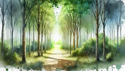 ilustración estilo acuarela. bosque