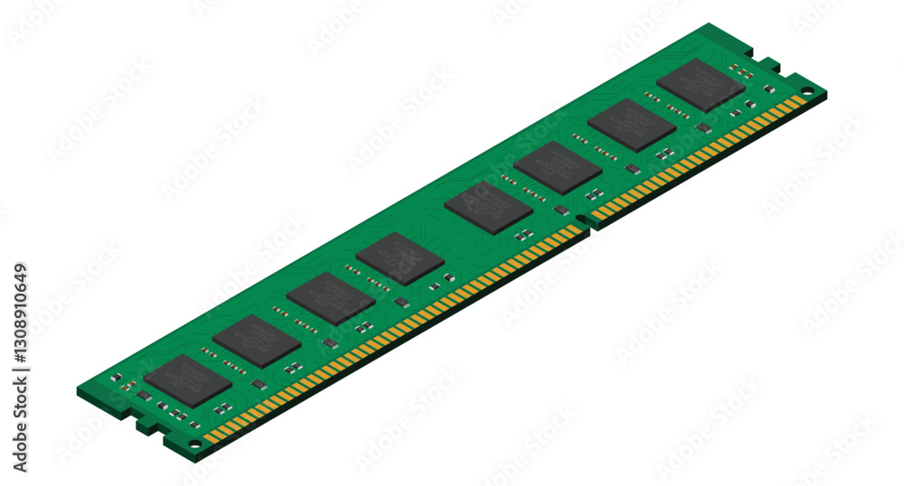 Leinwandbilder Isometric random access memory. RAM memory realistic 3d isometric. Computer hardware components. Vector illustration