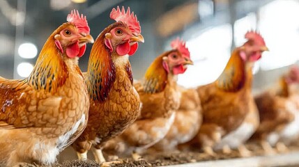 Fototapeta premium Brown Chickens in a Coop.