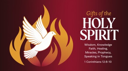 Gifts of the Holy Spirit: Radiant Dove and Flames Illustration Generative AI