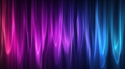 Vertical flowing neon waves in purple and blue gradient on dark background. Digital energy and motion concept