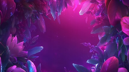 Glowing Pink and Purple Abstract Floral Frame