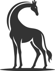 Giraffe arching its neck backward vector silhouette