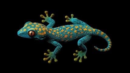Obraz premium Day Gecko. Gold Dust Lizard Phelsuma Laticauda in Vibrant Green and Blue Colors