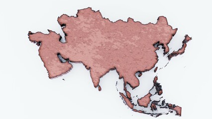 Explore this 3D Asia continent map, designed with precision and detail. Perfect for geography projects, educational materials, business presentations, travel visuals, global trade, and cartography-bas