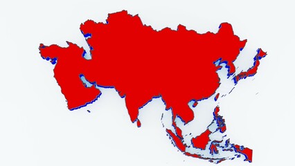 Explore this 3D Asia continent map, designed with precision and detail. Perfect for geography projects, educational materials, business presentations, travel visuals, global trade, and cartography-bas