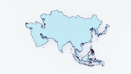 Explore this 3D Asia continent map, designed with precision and detail. Perfect for geography projects, educational materials, business presentations, travel visuals, global trade, and cartography-bas