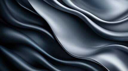 Fototapeta premium Abstract wavy black fabric folds with deep contrast and silky texture. Sophisticated design