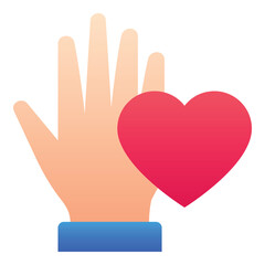 Gradient color icon, illustration for Hand, love, valentines day.