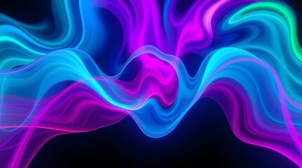 A dynamic abstract digital background featuring flowing neon waves in shades of blue, purple, and pink. A futuristic and energetic design perfect for technology, music, and creative projects.