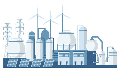 Green Hydrogen H2 Production from Renewable Energy Sources. Industrial Zone