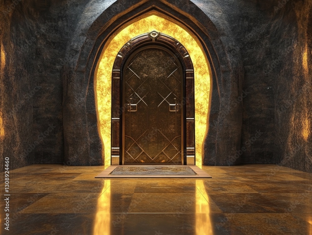 Poster a door with light coming through it, suitable for use in interior design or architecture projects