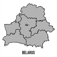 Belarus map in grey style isolated on white background. Vector illustration