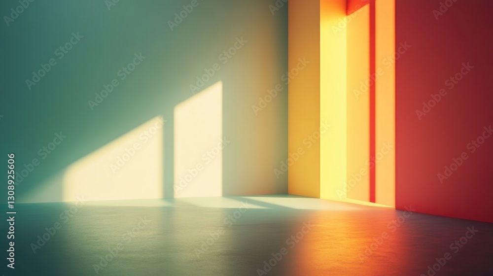 Poster an empty room filled with natural light from the windows, perfect for interior design or architectur
