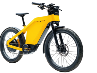 Isolated Yellow Electric Bicycle