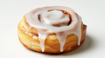 A cinnamon roll with a glaze on top