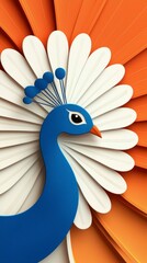 Stylized Peacock Illustration with Elegant Feather Display and Eye Catching Color Combination 3D Render