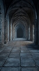 Obraz premium Gothic Cathedral Corridor at Dusk