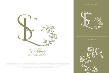 SE, ES, Wedding Logo Monogram, Stylish Wedding Couple Logo