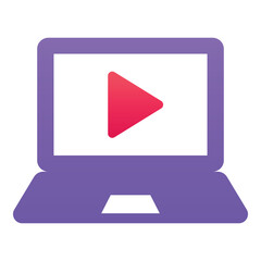 Gradient color icon, illustration for Laptop, computer, media play, video play.