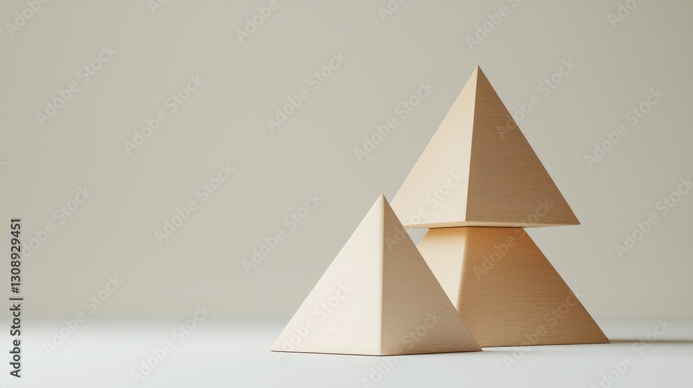 Poster abstract image of three cardboard pyramids on a neutral background symbolizing balance and creativit