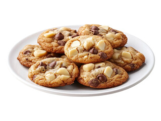 Isolated Plate of Chocolate Chip and Macadamia Nut Cookies