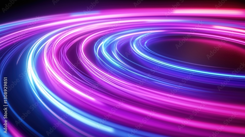 Poster colorful light trails create a dynamic abstract pattern in swirling motion, showcasing vivid neon hu