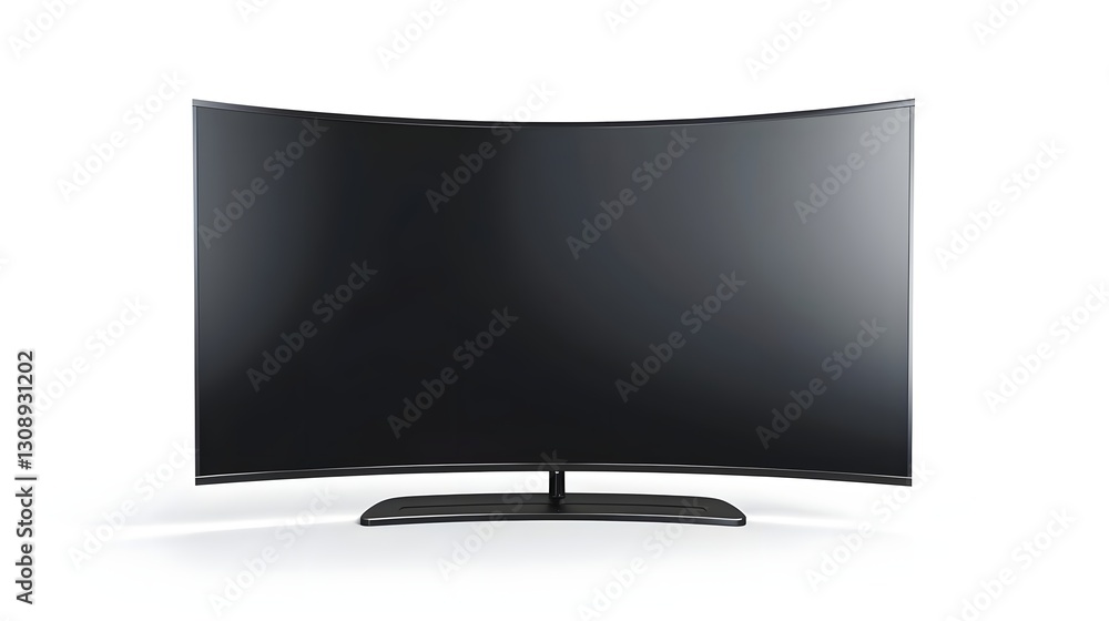 Poster curved television display showcasing sleek design with a minimalistic background in a modern setting