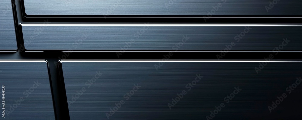 Poster metallic panels and trim with abstract intersections in a modern design aesthetic
