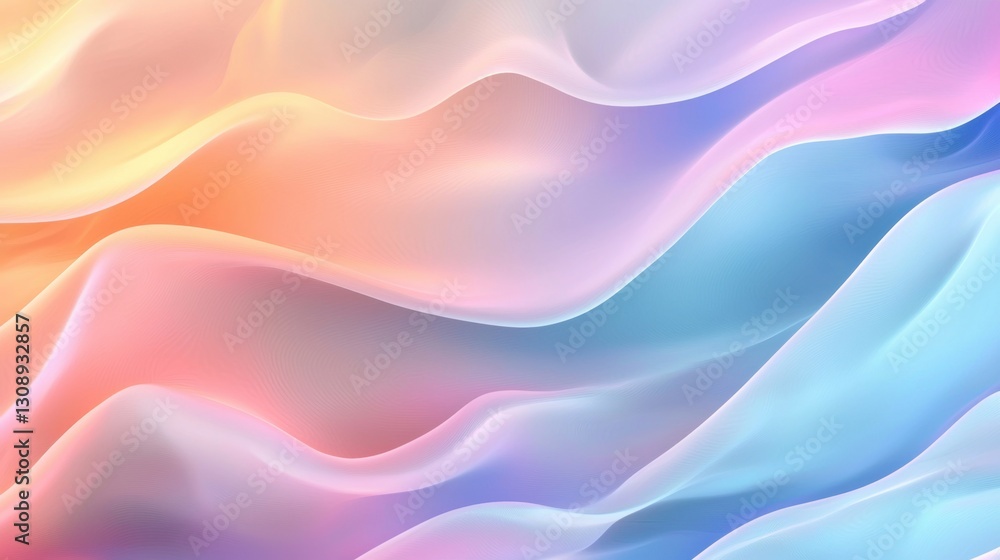 Poster flowing waves of pastel colors blend seamlessly, creating a soothing and visually appealing backdrop