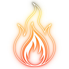Modern Neon Flame Illustration for Design on Transparent Background PNG