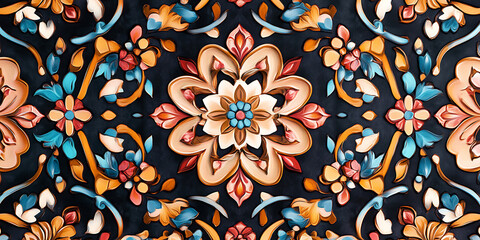 Luxurious Persian-Style Seamless Pattern with Ornate Details