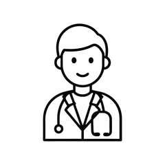 iDoctor Icon - Line Art Vector Illustration | Medical Logo