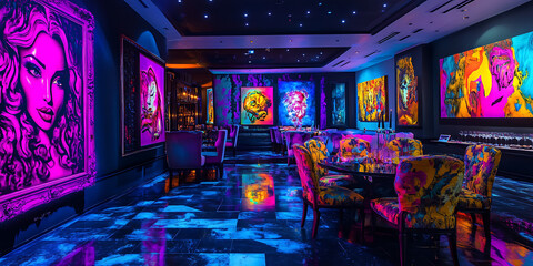 Charity Auction Night with Glamorous Art Pieces and Elegant Ambience