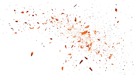 Flying Fire Particles Isolated in transparent