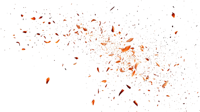 Flying Fire Particles Isolated in transparent