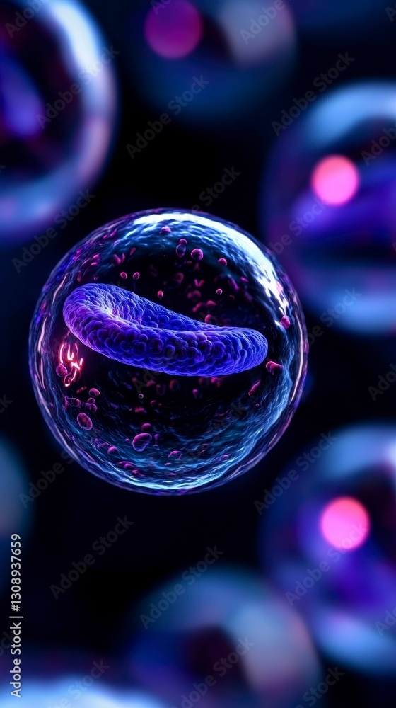 Poster biological cell structure in microscopic detail abstract medical visualization with intricate layers