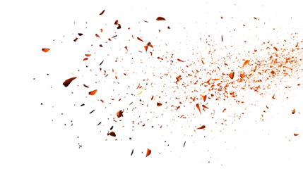 Flying Fire Particles Isolated in transparent