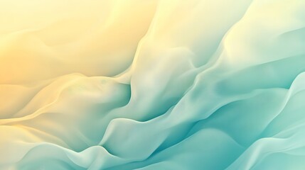 Obraz premium Soft teal and pastel yellow gradient, calm and flowing with fluid design