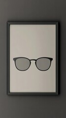 Black framed image featuring a pair of eyeglasses