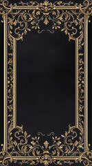 Obraz premium Ornate Gold Frame on Black Background Elegant Design