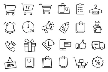 Simple Set of Shopping icons editable stroke 